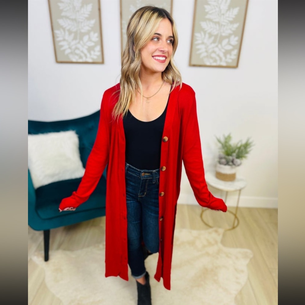 Top Priority Cardigan-Dark Red